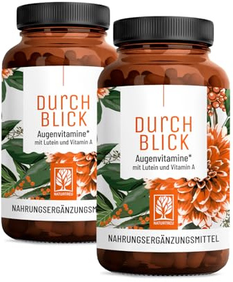 Augenvitamine - Lutein Zeaxanthin Komplex Kapseln mit Beta Carotin & Vitamin A hochdosiert & Vegan - 180 Augenkapseln mit Lutein 20mg für 6 Monate - Augen Vitamine - 100% natürlich