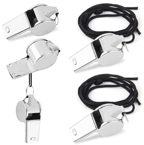 heedpeiur 5 STK Trillerpfeife Sportunterricht Pfeife Schiedsrichterpfeife Edelstahl Pfeifen Sport Signalpfeife mit Schlüsselband Whistle Kinder Sportpfeife Lauter Klangpfeife für Trainer Beamte