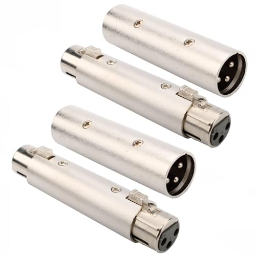 RUNCCI-YUN 4 x Adapter für Gender Changer XLR auf XLR, XLR-Stecker auf männlich/weiblich auf 3-polig, für Mikrofon, Verstärker, Mixer