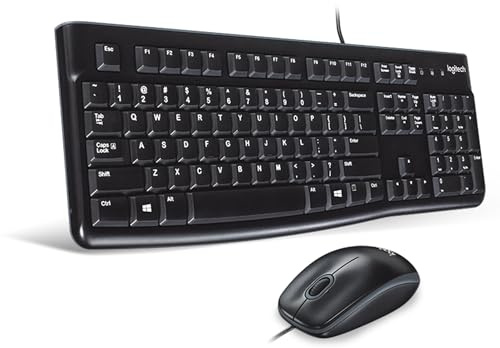 Logitech MK120 Kabelgebundenes Set mit Tastatur und Maus für Windows | Kabelgebundene optische Maus, Tastatur in Standardgröße, USB Plug & Play, PC, Laptop, Deutsches QWERTZ-Layout - Schwarz