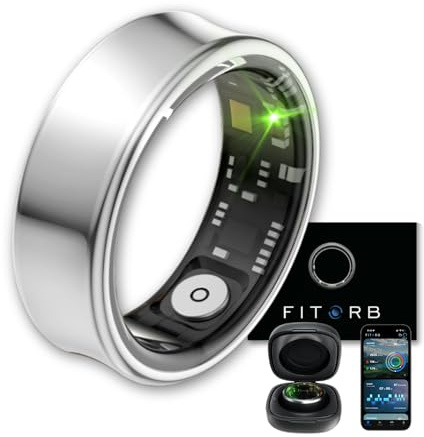 Fitorb Smart Ring Pro - Das Original. High-Tech Fitness- & Gesundheitsring, Schlafanalyse, 24/7 Aktivitätstracking. Temperaturmessung, Stress. Proberinge. (Neptun, Silber, 20,0 mm (10))