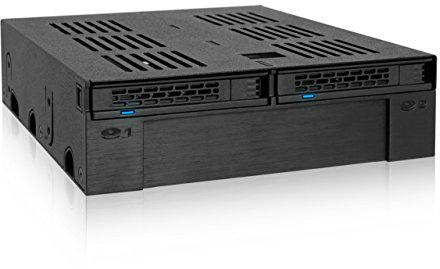 ICY DOCK 2X 2,5 SATA/SAS HDD/SSD Wechselrahmen mit schraubenlosen Trays Plus 3,5 Slot für HDD/Gerät in 5,25 Schacht - ExpressCage MB322SP-B