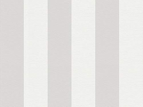 A.S. Création Streifentapete Greige Creme Weiß Maison Charme 314031 - Vliestapete - 10,05 m x 0,53 m Made in Germany