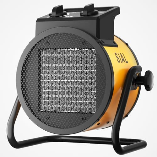 SIAL 3000W Heizlüfter - Elektroheizer - Keramik Heizstrahler - Bauheizer Bautrockner - Heizgerät mit Überhitzungsschutz - Für Baustellen, Häuser, Werkstätten,Garagen - P3 - Gelb