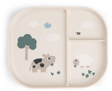 Done by Deer Foodie Kinderteller mit Unterteilung - Kinder & Baby Teller Rutschfest - BPA-Freies Kindergeschirr und Babygeschirr aus 100% PP in Lebensmittelqualität - 22x18x2 cm