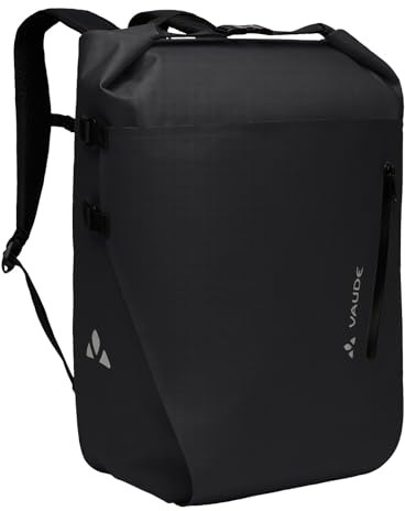 VAUDE 2in1 Fahrrad Hinterradtasche und Rucksack Proof Transformer 26 Liter, wasserdicht, Made in Germany, black, Einheitsgröße