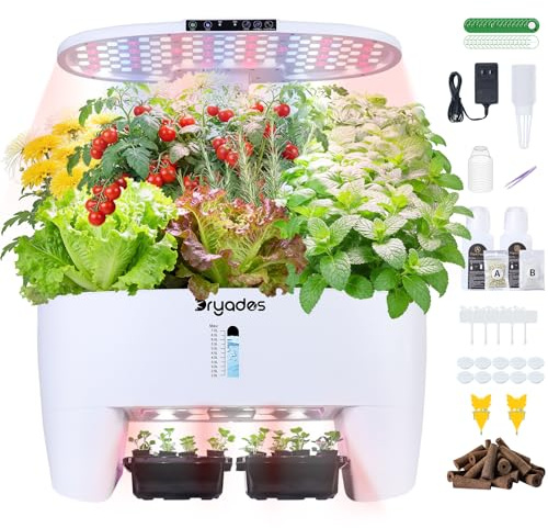 Hydroponisches Anzuchtsystem Kit 16 Kapseln, Smart Herb Garden mit Sprossen-Modus kann Setzling im Voraus & 24W Vollspektrum-LED-Wachstumsleuchte, Indoor-Garten-Pflanzgefäß für Zuhause/Büro(Weiß)