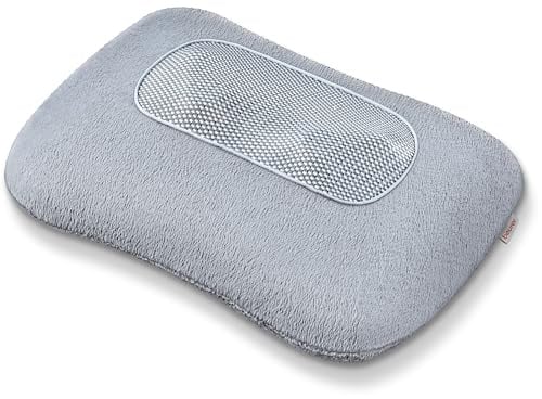 Beurer MG 145 Massagekissen, Rücken-Nacken-Massagegerät für eine entspannende Shiatsu Massage, Wärmefunktion, waschbarer Bezug, 4 Massageköpfe, grau, 34 x 23 cm | 1er Pack