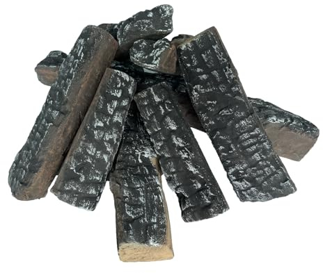 Gasscheite 8pcs Gas-Kaminscheite, simuliertes Brennholz, dekorative keramische Holzscheite, für Innen- und Außenkamine und Feuerstellen, Gas, belüftet, Ventless, elektrisch, Ethanol, Gel-Einsätze