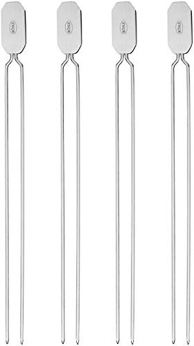 RÖSLE Grillspieße, Doppelspieße zur Zubereitung von Schaschlik und Gemüse, 4 Stück, 33 cm, Edelstahl 18/10, spülmaschinengeeignet, Silber
