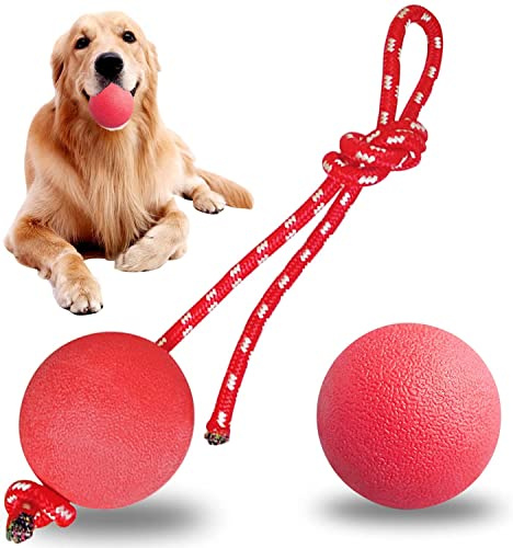 LHKJ 3 Stück Wurfball Hund, Hundespielzeug Ball mit Seil, Hundeball Spielzeug für Kleine Hunde Welpen