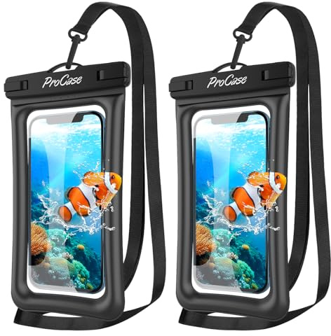 ProCase 2 Stück Schwimmend Wasserdicht Handyhülle,Unterwasser Hülle IPX8 Waterproof Handytasche für 7 iPhone 17 16 15 14 13 Pro Max Plus Air/Galaxy S24 S23 Ultra S22 A54 Weiteren bis 7 Zoll