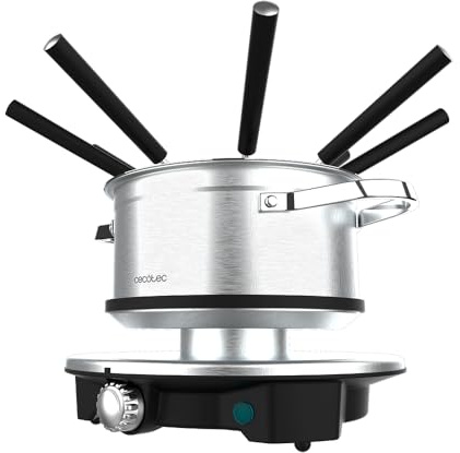 Cecotec Elektrisches Fondue für 8 Personen Fun Gourmetfondue Advance. 1500W, 1,7L Kapazität, für Käse, Schokolade und Öl, Design aus Edelstahl, Leistungsregelung, spülmaschinengeeignete Teile.