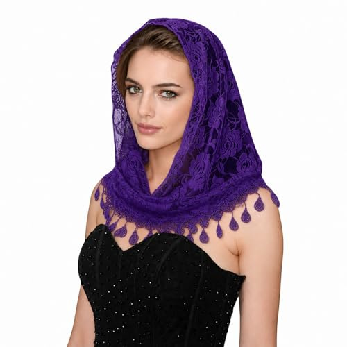 MAIRY Bunter Schal Freundinnen Geschenk Sommer Damen Kopftuch Massenschleier Dreieck Mantilla Kathedrale Kopfbedeckung Kapelle Schleier Spitze Latein DE148007