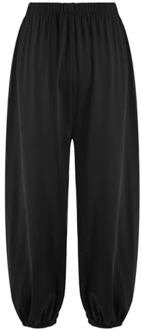 Zaldita Unisex Kinder Kampfsport Trainingshose Elastische Kung Fu Hose Sporthose Jogginghose Sweathose für Training Fitness Schwarz 110-116