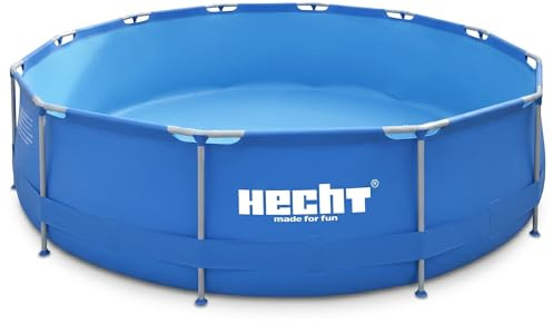Hecht Stahlrahmen Pool Swimmingpool – 360 x 76 cm und 300 x 76 cm zur Auswahl – Familienpool rund mit Metallrahmen – XXL Outdoor Pool Badespaß für die ganze Familie im eigenen Garten, 4.383 Liter