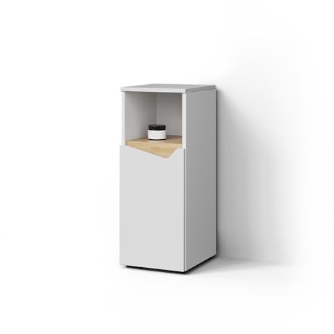 Livinity Midischrank Timavo, Weiß, 30 x 74.5 cm | mit Tür und offenem Fach