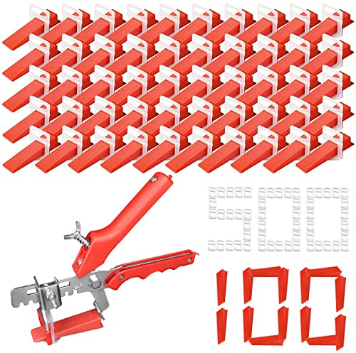 601-Teiliges Fliesen Nivelliersystem Set 500 Zuglaschen 2mm 100 Keile Zange | Robustes PP Material, Glatte Oberfläche, Einfache Anwendung, Präzise Ausrichtung, Für Wand und Boden geeignet