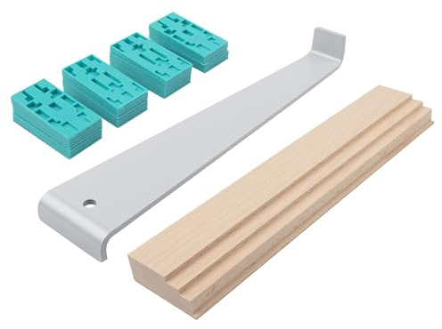 wolfcraft Verlegeset für Laminat - Werkzeug zum Verlegen von Laminat, Parkett oder Kork I zum Renovieren von Wohnungen oder Häusern - Zugeisen, Schlagholz, Abstandskeile - 6931000