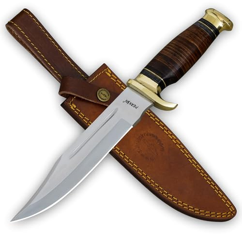 Perkin handgemachtes Jagdmesser mit Scheide - Ledergriff Bowiemesser