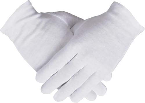 Smilco Handschuhe aus 100% Baumwolle, 3 Paar, weiße Baumwollhandschuhe für Damen, trockene Hände, Ekzeme, Archivierung, Münzen, Schmuck, Inspektionshandschuhe (3 Paar)