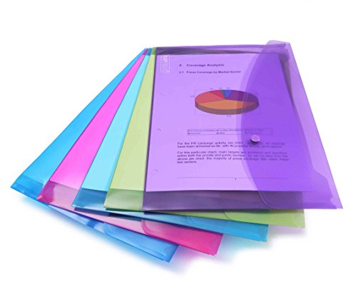 Rapesco 0688 ECO Recycelte Dokumentenmappe mit Druckknopf, A4+, Sortierte Transparente Farben, 5 Stück