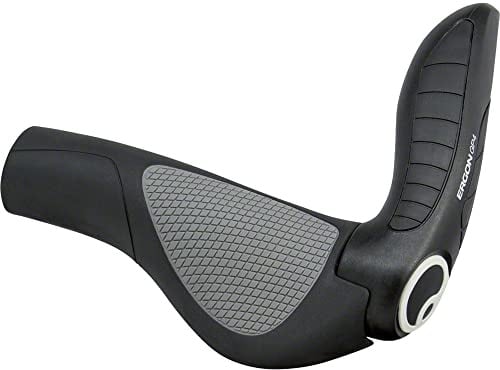Ergon - GP4 Ergonomische Lock-on Fahrradgriffe mit Bar-End Unterstützung | Regulär kompatible | Für Touring und Trekking Bikes | Large | Schwarz/Grau
