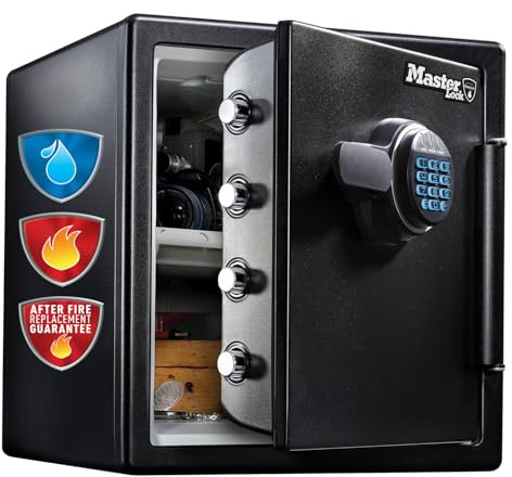 Master Lock Tresor Feuerfest und Wasserdicht mit Zahlencode, Dreifacher Schutz - Flug, Feuer und Flut, elektronische Kombination, 33,6L, 45.3 x 41.5 x 49.1 cm