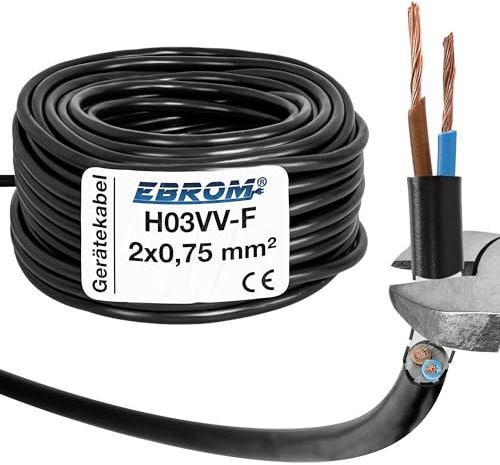 Leichte Schlauchleitung H03 VV-F, 2 x 0.75 mm², 25 m, schwarz