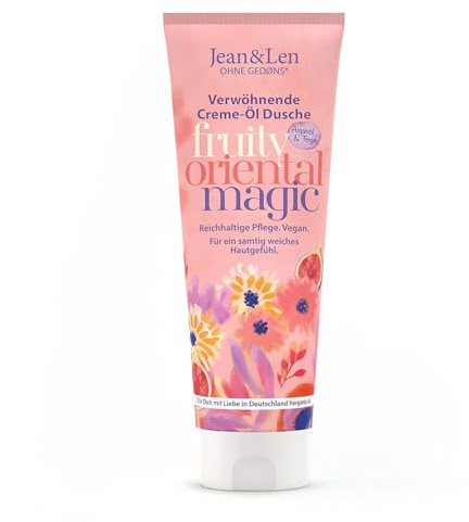 Jean & Len Verwöhnende Creme-Öl Dusche Arganöl & Feige, geeignet für die tägliche Pflege, Duschgel mit Arganöl und Feigenextrakt, ohne Parabene und Silikone, vegan, 250 ml