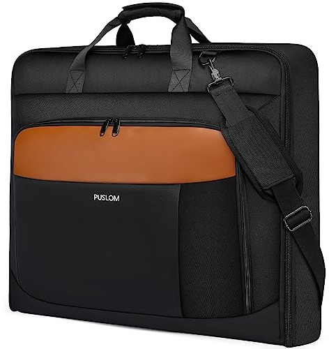 PUSLOM Kleidersack Reise Anzugtasche für Herren groß 40 Zoll Handgepäck Kleidersack bis zu 3 Anzüge für Business Reisen, 2 in 1 Hängekoffer Gepäcktaschen faltbare für 15,6 Zoll Laptops, Braun