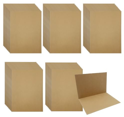 WYAN 50 Stück Blanko Papier Karten,Kraftpapier Karten,Kraftpapier Blanko Falt-Karten,Memory Wort Karten Mitteilungs Karte,für Grüße Hochzeit Einladung(Braun)