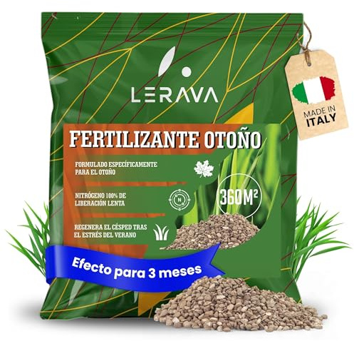 LERAVA® Herbstdünger Rasen (360m²) – Hochwertiger Rasendünger Herbst für dichten, grünen Rasen – Regeneriert nach Sommerhitze I Stärkt Wurzeln & Rasengesundheit – Ideal für Rasenpflege im Herbst