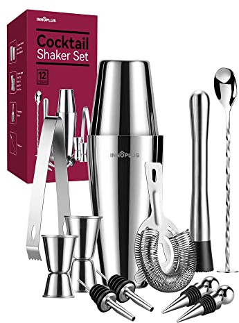 Cocktail Shaker, 27oz 800ML Cocktail Set Geschenk 12-teiliges | Shaker Edelstahl,Boston Shaker,Premium Cocktailshaker Bar Zubehör Set, Shaker für Cocktails Mixer löffel