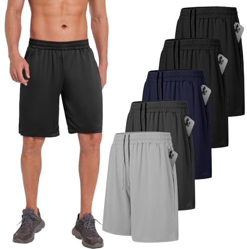 AKKQHH 5er-Pack Sporthose Herren Kurz Laufshorts Kurze Hose mit Tasche | Atmungsaktiv Schnell Trocknend Sportshorts Jogginghose Sommer Laufhose Herren für Gym