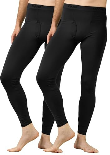 LAPASA Herren Thermo Unterhose Innenfleece Thermohosen Winter | Leicht/Mittel/Extra Warm Thermounterhose, Atmungsaktiv Lang Leggings, Funktionsunterwäsche Hose für Wandern, Ski, Outdoor