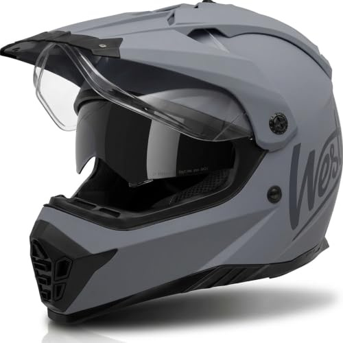 Westt Motocross Helm Integralhelm Motorradhelm ECE 22.06 geprüft – Enduro Helm mit Visier und Sonnenlende für Herren & Damen – Robuste ABS-Schale, Waschbares Innenfutter– ideal für Enduro, Stadt, MTB