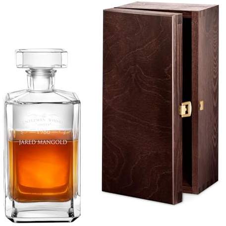 Maverton Bourbon Whisky Karaffe mit Gravur, Whisky Dekanter 700ml | Geschenk zum Geburtstag für Männer, Gentleman Whiskey