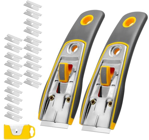 CCLIFE Ceranfeldschaber, Glasschaber mit 20 Klingen, 2 Stück | Kochfeldschaber, Glaskeramik schaber, Ergonomischer & rutschfester Griff, für Induktionskochfeld, Kochfeld, Backofen