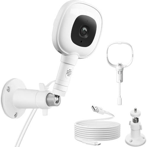 Pyfhy Verstellbare Babyphone-Halterung für Nanit Pro Smart Babyphone, vollständig geschlossenes Gehäuse, Babykamera-Wandhalterung mit Typ-C-Ladeanschluss und 3 m Netzkabel, einfach zu installieren
