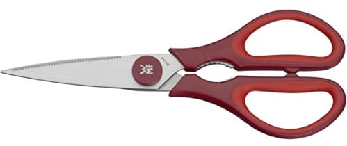 WMF Touch Küchenschere 21 cm, Haushaltsschere mit Sägeschliff, Schere Küche, Cromargan Edelstahl, Softgriff, rot