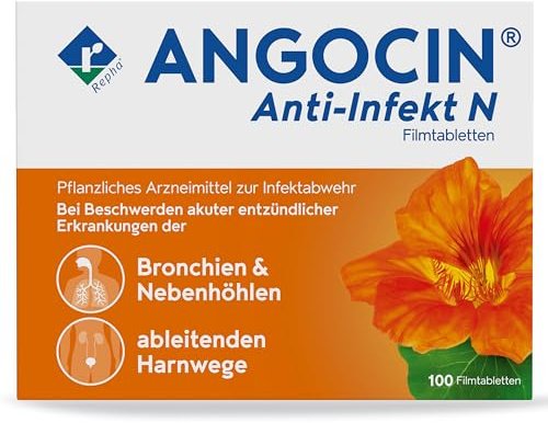 Angocin® Anti-Infekt N - pflanzliches Arzneimittel zur Infektabwehr | Filmtabletten bei Erkältungskrankheiten und bei Blasenentzündungen, für Erwachsene und Kinder ab 6 Jahren, 100 Stück