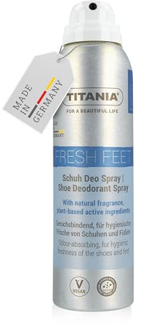 TITANIA Schuh Deo Spray Aerosol 150ml mit natürlichem Zitronenduft - Geruchsbindend & Hygienische Frische für Schuhe und Füße - Vegan, Mikroplastikfreie Rezeptur