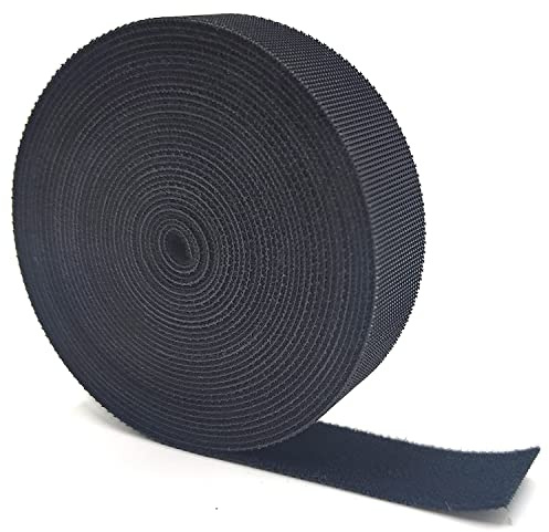 Klett Kabelbinder 5 Meter Länge Klettband Rolle 20 mm Breite - schwarz - Wiederverschließbar - Frei zuschneidbar - Stabil & Wasserfest/Klett-Kabelbinder auf Rolle/Doppelseitiges Klett