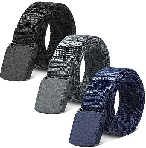 Apricitie 3 Stück Arbeitsgürtel Herren Gürtel Verstellbarer Nylon Canvas Stoff Gürtel Herrengürtel Keine Metallschnalle Hosengürte für Herren Männer Arbeit Reisen Outdoor