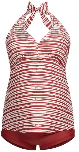 Herzmutter Umstandstankini Umstandsbadeanzug Schwangerschaft 7100 | Bademode Schwangere Überbauch-Hose Neckholder-Tankini
