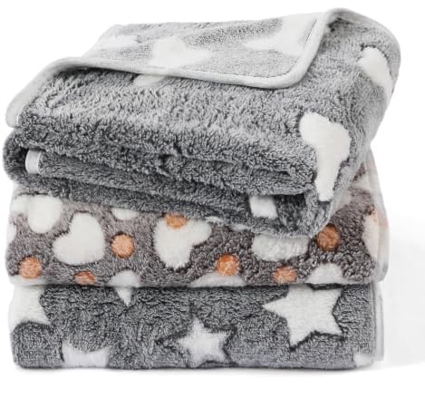 Demigeat Hundedecke Katzendecke Flauschig Waschbar für Kleine Mittlere Hunde und Katzen, 3er-Pack Weich Kuscheldecke Hund Katze für Frühling und Sommer, Haustier Hasendecke für Bett Transportbox
