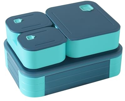 Swkien Brotdose Kinder mit Fächern, Auslaufsichere Lunchbox Bento Box Kinder, 1100ml 3 in 1 Jausenbox mit Fächern, Brotdose für Schule & Kindergarten, Mikrowellen & Spülmaschinenfest, BPA Frei