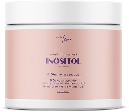 QSTA 4100MG D-Chiro & Myo Inositol Pulver – Stoffwechselfunktion, Hormonelles Gleichgewicht und Psychisches Wohlbefinden – 9-in-1 mit Folat 5-MTHF, Chrom, Zink, Vitamin B6, B12 & D3. PCOS Supplements.