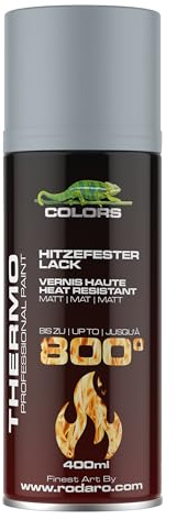 COLORS Hitzefest Sprühlack - 400ml Hochtemperatur Spraydose - Hitzebeständig bis 800°C - Hitzeresistenter Lack ideal für Kfz, Grills, Kamin - Silber matt